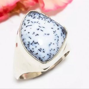 S925 Silver Brazilian Dendritic Opal Ring